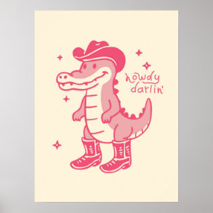 Hallo Darling Pinkes Krokodil Western Art Poster