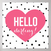 Hallo Darling | Polka Dots Grußplakat