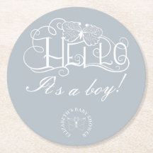Hallo dekorative Skript Baby Dusche dusty blau