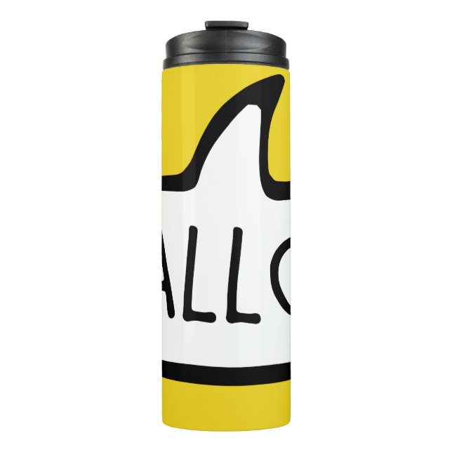 HALLO! Deutsche Gruß, Hallo-Sprechblase Thermosbecher (Vorderseite)