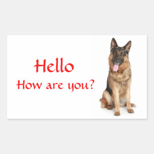 Hallo Deutsche Schäferhund Welpen Hund Grüßaufkleb Rechteckiger Aufkleber