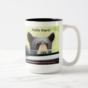 "Hallo dort!" Schwarzer Bärn-Tasse Zweifarbige Tasse
