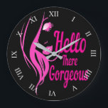 Hallo dort wunderschöne schöne Lady Face Typografi Große Wanduhr<br><div class="desc">Einzigartige Uhr mit Hallo Es herrliche Typografie mit einem zeichnend Profil einer lieblichen Dame. Das ist ein ideales und trendiges Geschenk für sie. Entworfen von Sandyspider Geschenke. Kontaktieren Sie mich hier oder unter admin@giftsyoutreasure.com , wenn Sie möchten, dass ich eine Collage erstellen, Ihre Fotos aktualisieren oder ein direktes Designprodukt für...</div>
