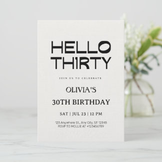 Hallo Dreißig Chic 30. Geburtstag Einladung