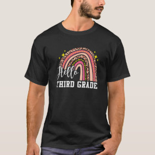 Hallo Dritte Klasse 3. Klasse Regenbogen Leopard R T-Shirt