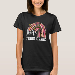 Hallo Dritte Klasse 3. Klasse Regenbogen-Leopard R T-Shirt