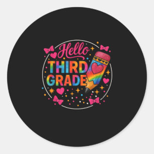 Hallo Dritte Klasse Gefärbte Krawatte Stift zurück Runder Aufkleber