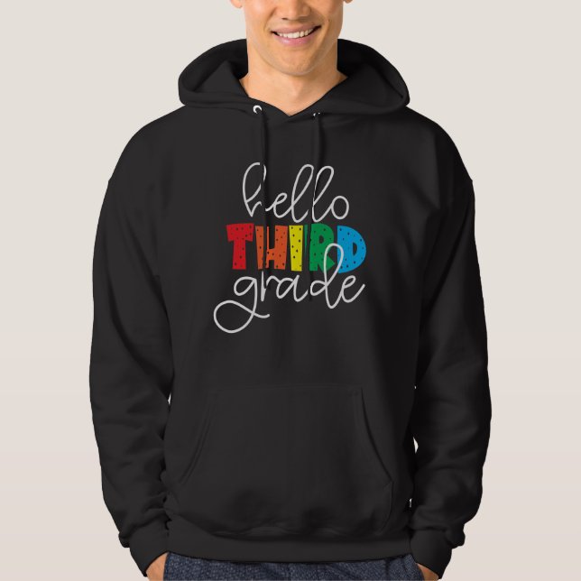 Hallo Dritte Klasse - Niedlich farbenfroh zurück z Hoodie (Vorderseite)