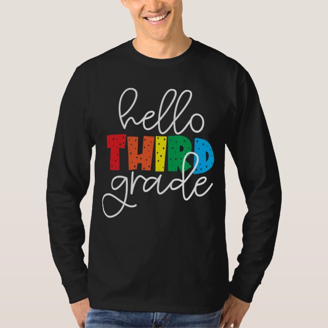 Hallo Dritte Klasse - Niedlich farbenfroh zurück z T-Shirt (Vorderseite)