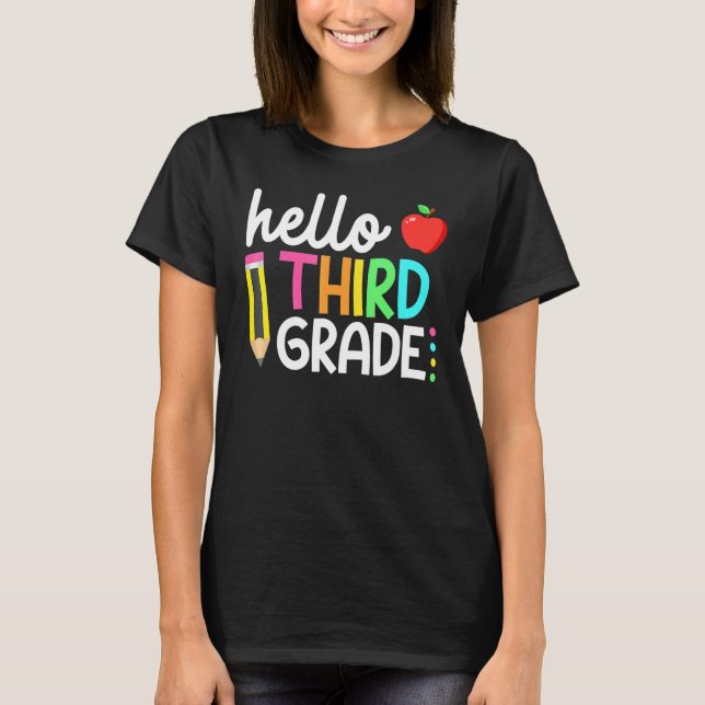 Hallo Dritte Klasse Team 3. Klasse zurück zur Schu T-Shirt (Vorderseite)