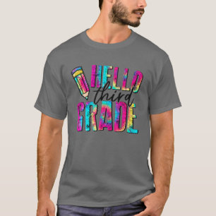 Hallo Dritter Klasse 3R Gefärbte Krawatte Student T-Shirt