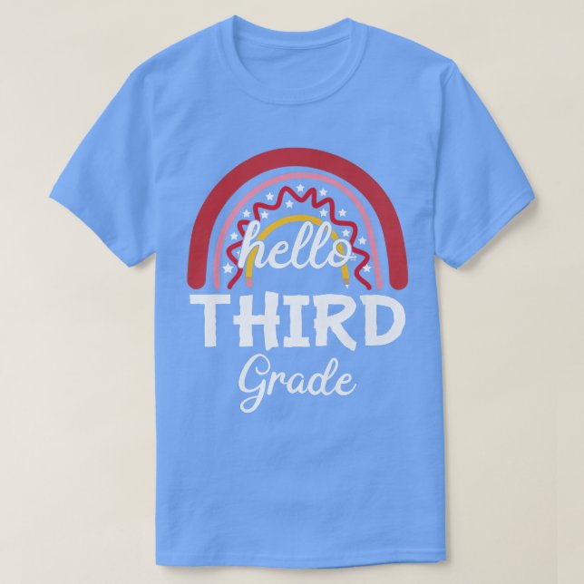 Hallo Drittes Shirt Rainbow 3. Klasse Zurück  (Design vorne)