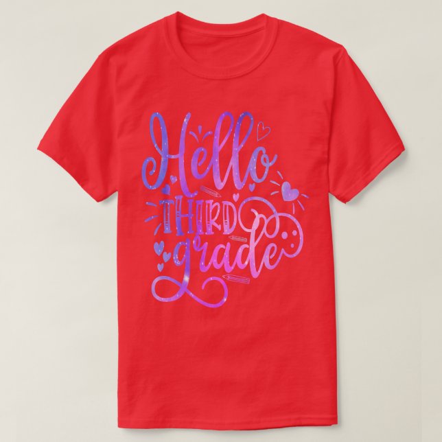 Hallo Drittes Team 3. Klasse Zurück zur Schule Te T-Shirt (Design vorne)