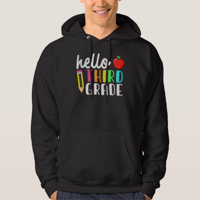 Hallo Drittes Team Kinder zurück zur Schule Unterr Hoodie (Vorderseite)