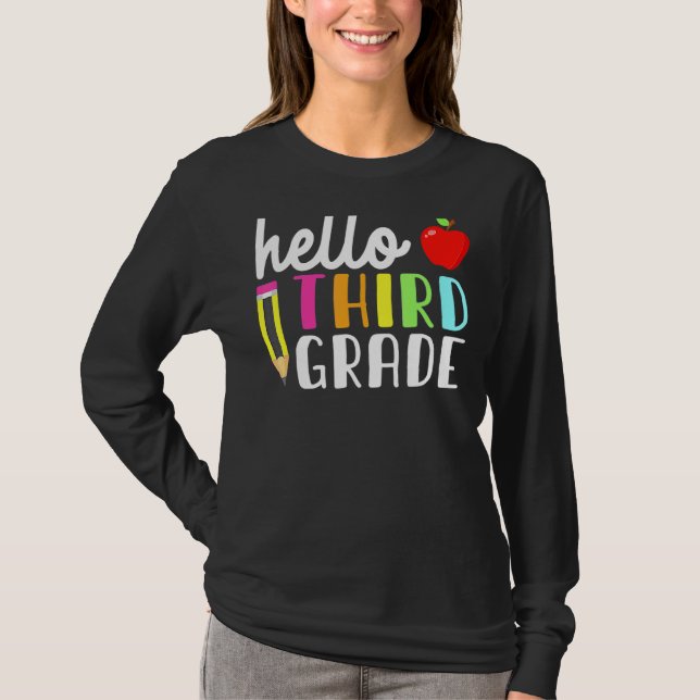 Hallo Drittes Team Kinder zurück zur Schule Unterr T-Shirt (Vorderseite)