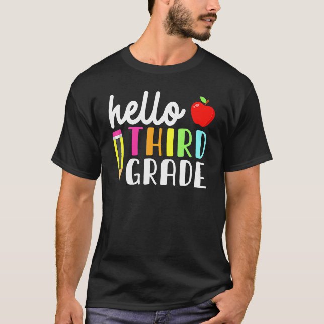 Hallo Drittes Team Kinder zurück zur Schule Unterr T-Shirt (Vorderseite)
