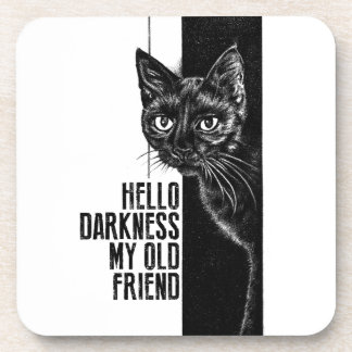 Hallo Dunkelheit mein alter Freund Black Cat Skizz Getränkeuntersetzer