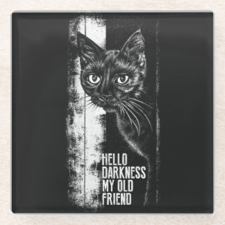 Hallo Dunkelheit mein alter Freund Black Cat Skizz Glasuntersetzer