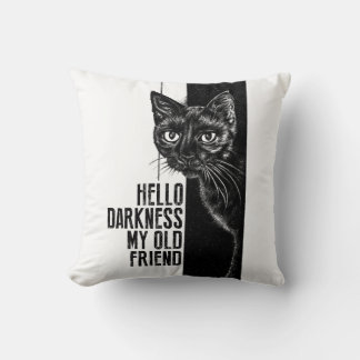 Hallo Dunkelheit mein alter Freund Black Cat Skizz Kissen