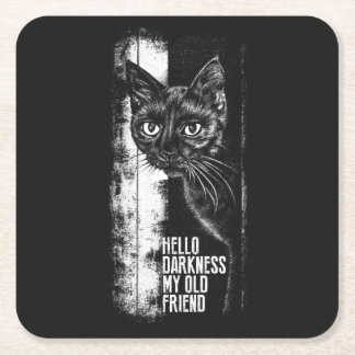 Hallo Dunkelheit mein alter Freund Black Cat Skizz Rechteckiger Pappuntersetzer