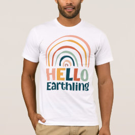 Hallo Earthfun Regenbogen Retro farbenfrohe boho T-Shirt