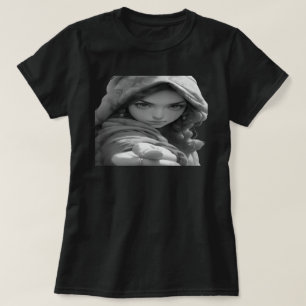 Hallo, ein Daumen hoch in Schwarz-Weiß auf schwarz T-Shirt