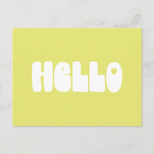 Hallo Einfache Retro Typografie Gruß in Gelb Postkarte (Vorderseite)