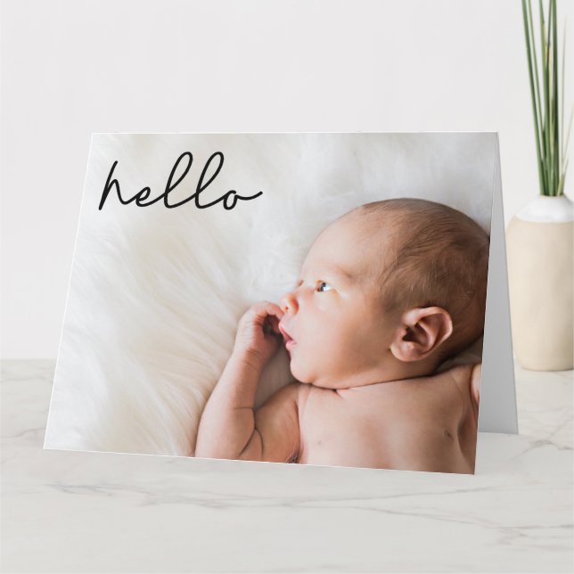 Hallo Einführung Kindergeburt mit Foto Custom Karte (Vorderseite)