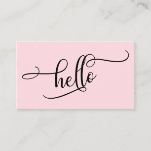 Hallo Elaborate Schrift-Typografie auf Blassrosa Visitenkarte