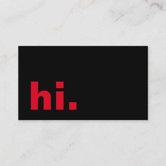 Hallo. Elegant Schlicht Black Trendy Hello Visitenkarte (Vorderseite)