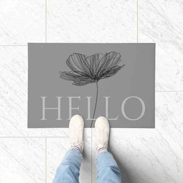 Hallo Elegante Floral Line Zeichnend Niedlich Chic Fußmatte (Indoor)