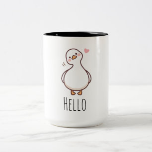Hallo-Enten-Tasse   Cute minimalistische Enten-Kaf Zweifarbige Tasse
