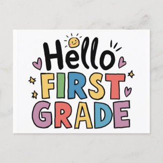 Hallo Erste Klasse - 1. Klasse zurück in die Schul Postkarte