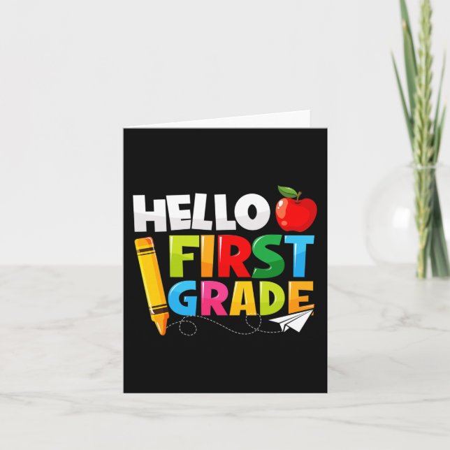 Hallo Erste Klasse 1. Klasse zurück zur Schule Karte (Vorderseite)