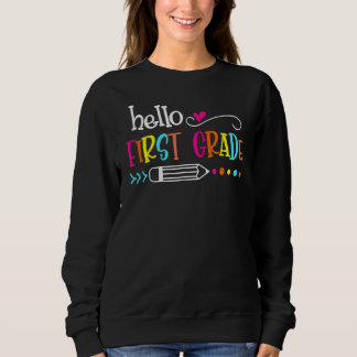 Hallo Erste Klasse 1. Klasse zurück zur Schule Sweatshirt