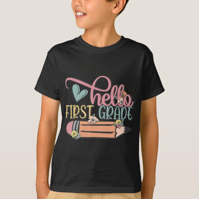 Hallo Erste Klasse 1ste Klasse Zurück zur Schule J T-Shirt (Vorderseite)