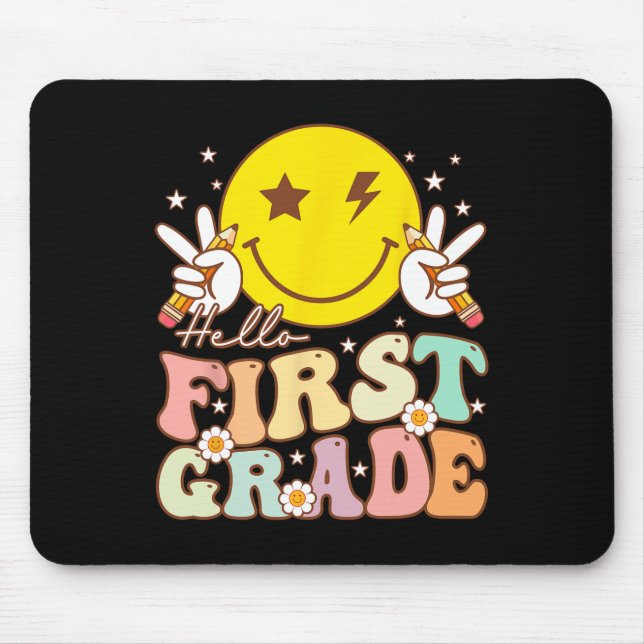 Hallo Erste Klasse Hippie Smile Face 1. Klasse Zur Mousepad (Vorne)