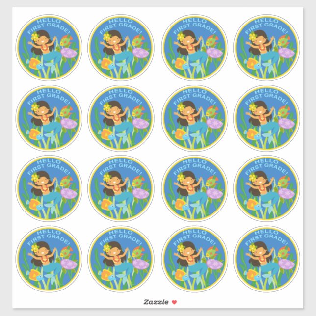 Hallo Erste Klasse! Mermaid Fishies Aufkleber (Blatt)