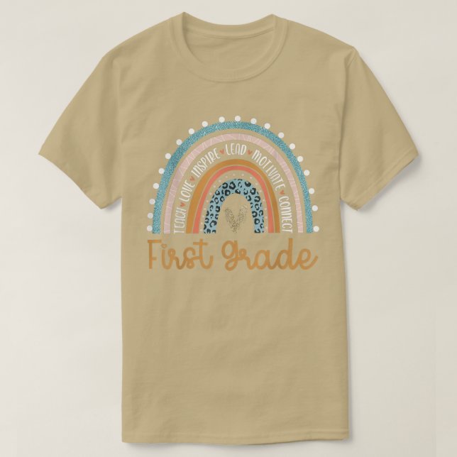 Hallo Erste Klasse Rainbow Lehrer Schüler zurück T-Shirt (Design vorne)