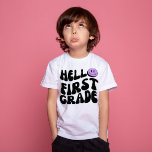 Hallo Erste Klasse Retro 1. Klasse Zurück zur Schu T-Shirt