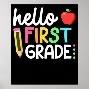 Hallo Erste Klasse Team 1. Klasse zurück Schule Ki Poster