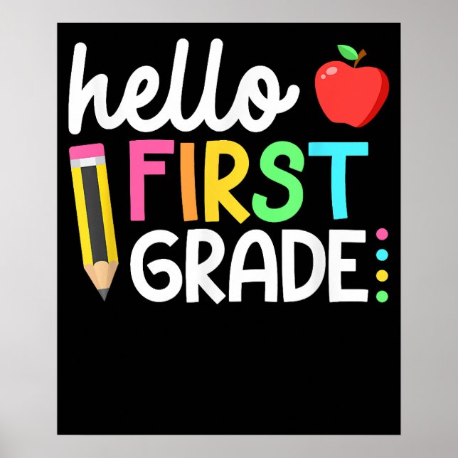 Hallo Erste Klasse Team 1. Klasse zurück Schule Ki Poster (Vorne)