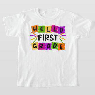 Hallo erste Klasse zurück in die Schule Retro T-Shirt