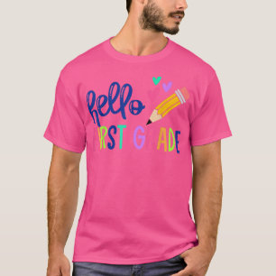 Hallo Erste Klasse Zurück zur Schule 1. Klasse Leh T-Shirt