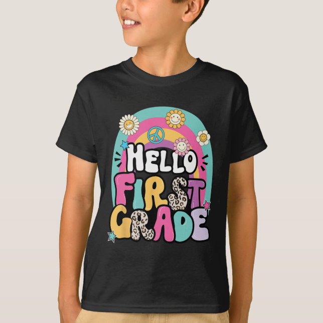 Hallo erste Stufe zurück zum Schullehrer ersten Ta T-Shirt (Vorderseite)
