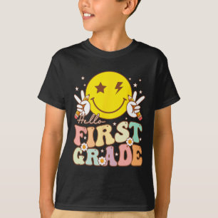 Hallo Erstklässler Hippie Smile Gesicht 1. Klasse T-Shirt