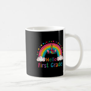 Hallo Erstklässler Regenbogen Süßes Einhorn Lehrer Kaffeetasse