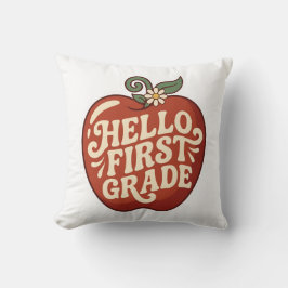 Hallo Erstklässler Retro Apfel Zurück zur Schule Kissen