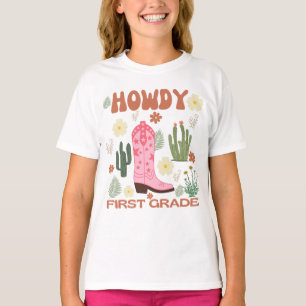 Hallo Erstklässler T-Shirt, Cowgirl erster Schulta T-Shirt