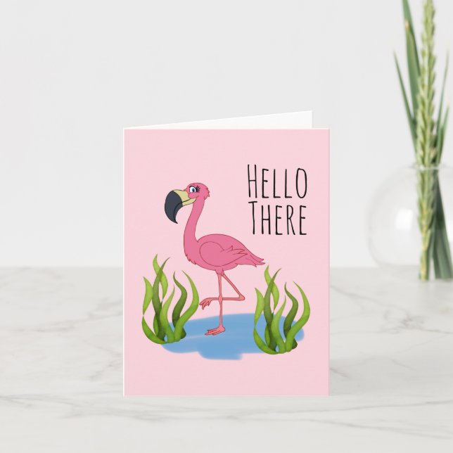 Hallo Es Flamingo (4,25" x 5,5) Umschlag inc. Karte (Vorderseite)